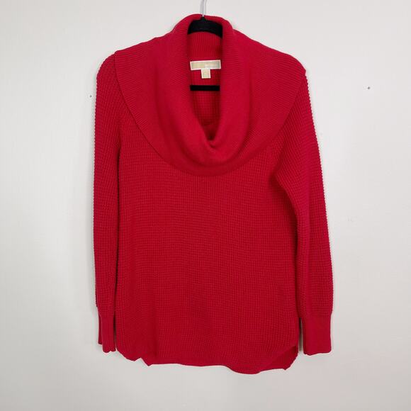 Michael Kors Cowl Neck Sweater Womens XSmall XS Red Cotton Blend Knit - Picture 1 of 8